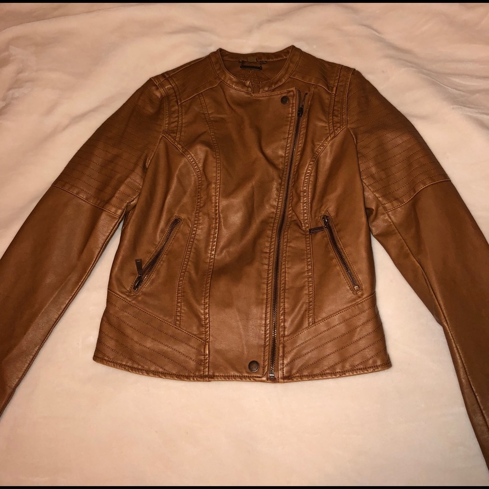 Jou Jou camel brown leather jacket